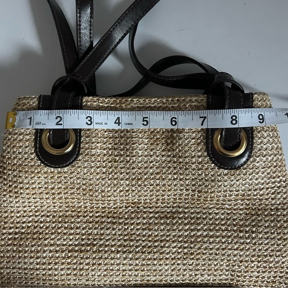 Amanda smith Woven Straw Shoulder Bag Beige with Brown Leather Straps - Picture 8 of 12